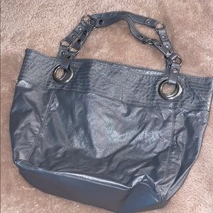 Large STEVEN by Steve Madden Silver Metallic Tote